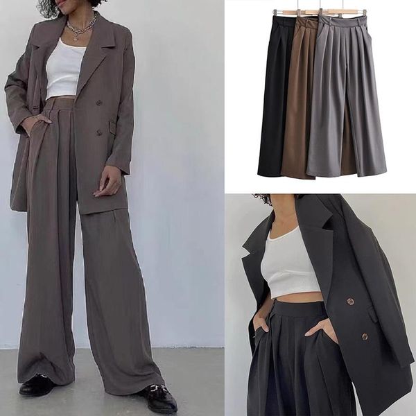 women's pants & capris 2021 trousers women wide leg elegant za sraight long flared waist autumn zadera, Black;white
women's pants & capris 2021 trousers women wide leg elegant za sraight long flared waist autumn zadera, Black;white