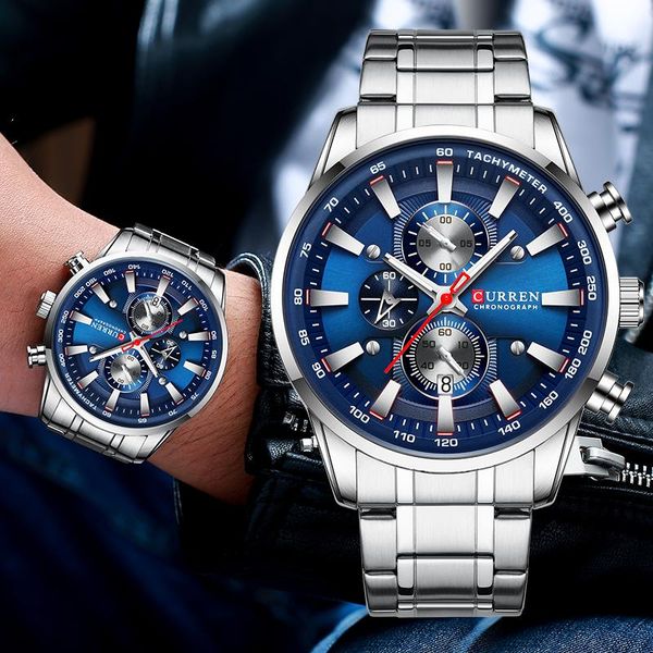 wristwatches curren men's watch big dial blue quartz men watches chronograph sport wristwatch man stainless steel date cloc, Slivery;brown
wristwatches curren men's watch big dial blue quartz men watches chronograph sport wristwatch man stainless steel date cloc, Slivery;brown