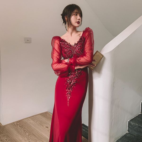toast bride 2021 wine red summer slim fit cover arm fishtail engagement thank you banquet evening drs female, Black
toast bride 2021 wine red summer slim fit cover arm fishtail engagement thank you banquet evening drs female, Black