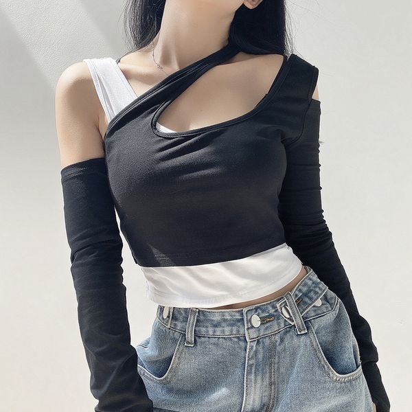 hollow out fake 2 pieces long sleeve women t-shirts autumn patchwork color contrast off shoulder crop casual slim tees 210507, White
hollow out fake 2 pieces long sleeve women t-shirts autumn patchwork color contrast off shoulder crop casual slim tees 210507, White