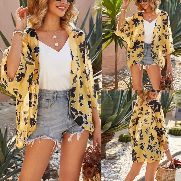 women chiffon floral print kimono loose half sleeve shawl cardigan cover up beach dress sunscreen bikini swimsuit women's swimwear, White;black
women chiffon floral print kimono loose half sleeve shawl cardigan cover up beach dress sunscreen bikini swimsuit women's swimwear, White;black