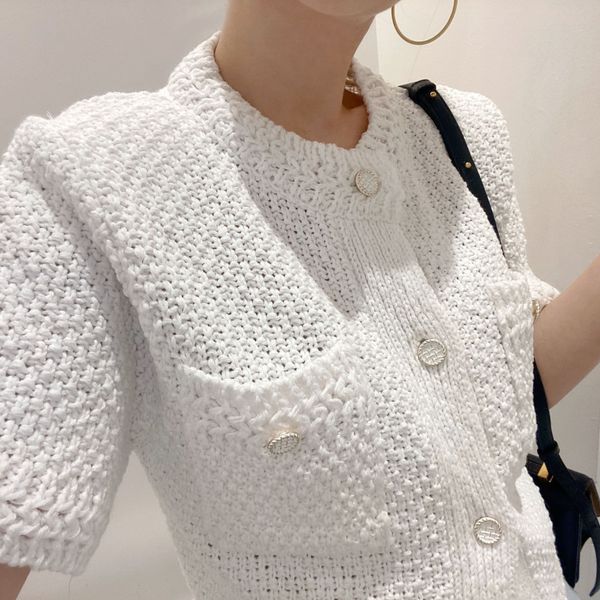 women's knits & tees summer korean causal women knitwear short sleeve single breasted o-neck knitted coat 2021 new fashion cardiga, White
women's knits & tees summer korean causal women knitwear short sleeve single breasted o-neck knitted coat 2021 new fashion cardiga, White