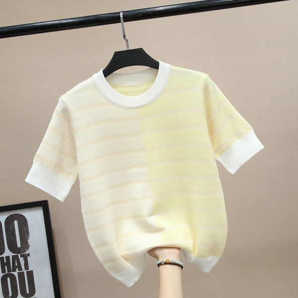 women's t-shirt will see style of medium-and-half-color color contrast knitted shirt around the neck sweater short female blouse 0k96, White
women's t-shirt will see style of medium-and-half-color color contrast knitted shirt around the neck sweater short female blouse 0k96, White
