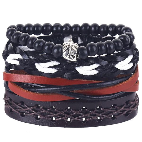 charm bracelets 4pcs/set hippie punk black red dark brown leather braiding rope leaf onyx beads stackable man set for gift, Golden;silver
charm bracelets 4pcs/set hippie punk black red dark brown leather braiding rope leaf onyx beads stackable man set for gift, Golden;silver