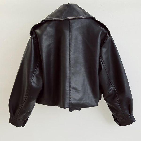 women's leather & faux spring autumn women jacket turndown collar pu motorcycle loose coat female cool streetwear outerwear 5ed3, Black
women's leather & faux spring autumn women jacket turndown collar pu motorcycle loose coat female cool streetwear outerwear 5ed3, Black