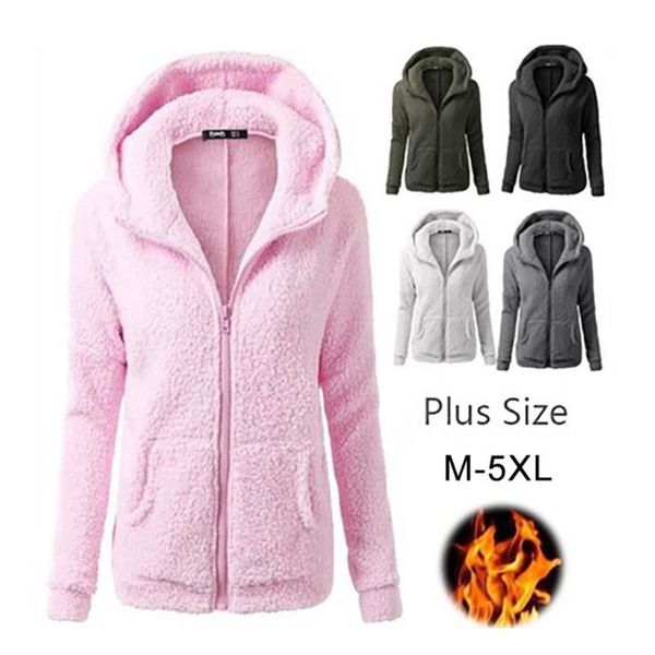 women's wool & blends women winter plush pocket hooded sweatshirt warm thicken zipper coat outwear, Black
women's wool & blends women winter plush pocket hooded sweatshirt warm thicken zipper coat outwear, Black