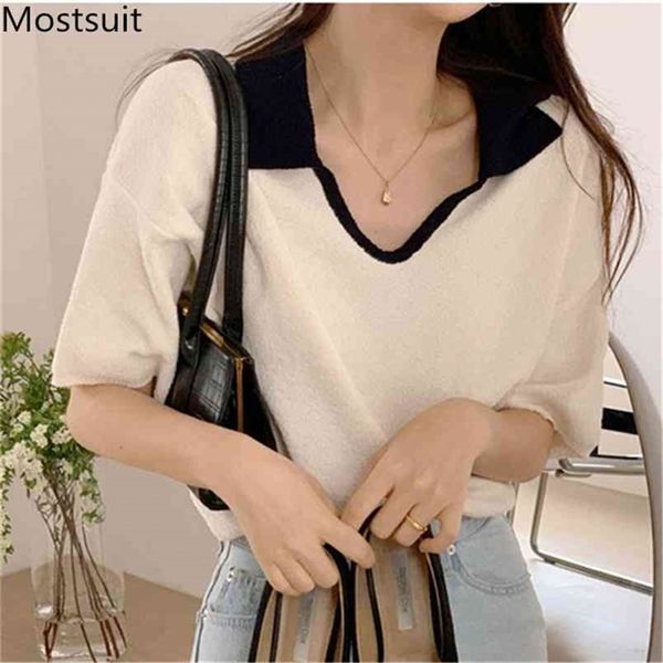 summer korean color-blocked knitted t shirts women short sleeve v-neck tees casual fashion office female t-shirts 210513, White
summer korean color-blocked knitted t shirts women short sleeve v-neck tees casual fashion office female t-shirts 210513, White
