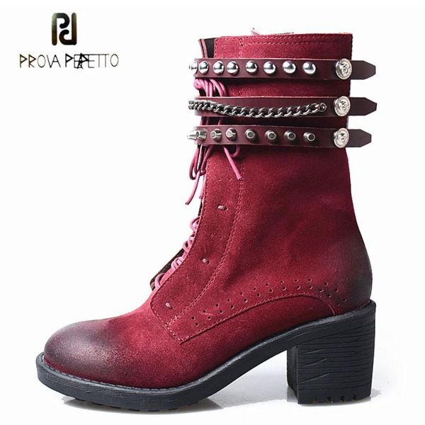 boots prova perfetto wine red cow suede do old women motocycle metal chain rivet decoration chunky high heel short, Black
boots prova perfetto wine red cow suede do old women motocycle metal chain rivet decoration chunky high heel short, Black