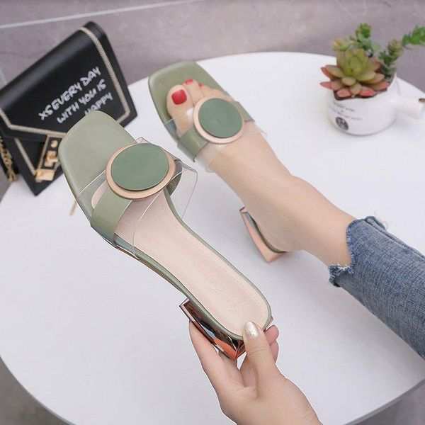 fashion slippers women's low heel transparent square summer all-match sandals shoes woman, Black
fashion slippers women's low heel transparent square summer all-match sandals shoes woman, Black