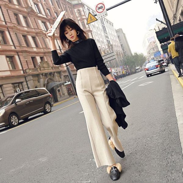 women's pants & capris female autumn winter woolen wide leg office lady high waist straight loose casual trousers, Black;white
women's pants & capris female autumn winter woolen wide leg office lady high waist straight loose casual trousers, Black;white