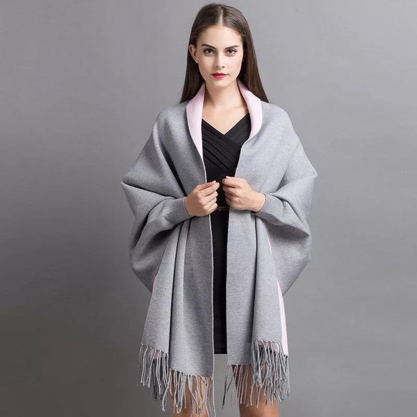 hats, scarves & gloves sets women winter poncho with sleeve scarf autumn women's femme hiver loose tassel knitted long ponchos and cape, Blue;gray
hats, scarves & gloves sets women winter poncho with sleeve scarf autumn women's femme hiver loose tassel knitted long ponchos and cape, Blue;gray