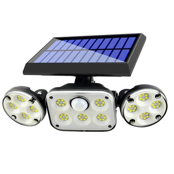 78 led wall lamp solar light motion sensor ip65 3-heads rotatable street