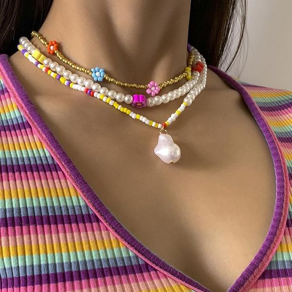pendant necklaces jewelry ins retro shaped imitation pearl necklace ethnic style contrast color small daisy chain, Silver
pendant necklaces jewelry ins retro shaped imitation pearl necklace ethnic style contrast color small daisy chain, Silver