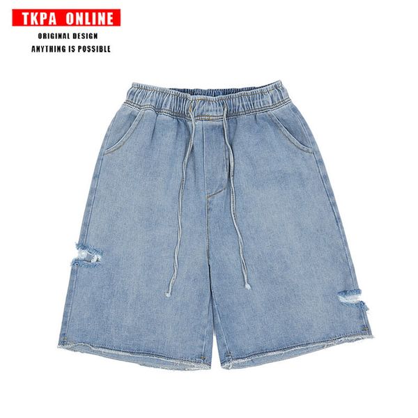 tkpa pierced jeans shorts men's thin elastic waist capris korean hip hop trend loose pants, Black
tkpa pierced jeans shorts men's thin elastic waist capris korean hip hop trend loose pants, Black