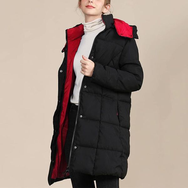 women's down & parkas 2021 warm coat winter solid color casual zipper hooded long jacket ladies, Black
women's down & parkas 2021 warm coat winter solid color casual zipper hooded long jacket ladies, Black