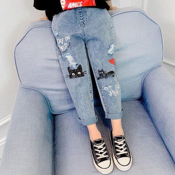 jeans 2021 spring autumn broken hole kids for girls children printed denim pants teens fashion casual clothing w493, Blue
jeans 2021 spring autumn broken hole kids for girls children printed denim pants teens fashion casual clothing w493, Blue