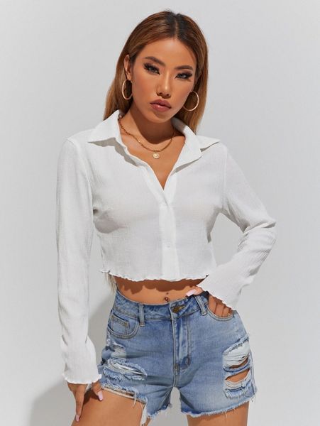 lettuce trim button up n0gz#, White