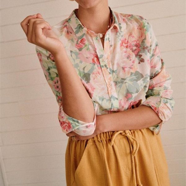 women's blouses & shirts women long sleeve blouse floral printing turn-down collar early autumn 2021 loose female casual, White
women's blouses & shirts women long sleeve blouse floral printing turn-down collar early autumn 2021 loose female casual, White
