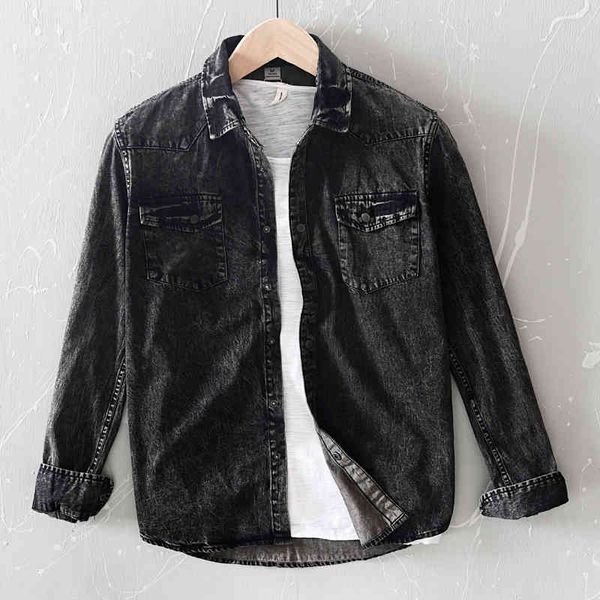 men's t-shirts spring and autumn long-sleeved denim cotton brand casual fashion black shirts for men solid comfortable shirt mens 1tkl, White;black
men's t-shirts spring and autumn long-sleeved denim cotton brand casual fashion black shirts for men solid comfortable shirt mens 1tkl, White;black