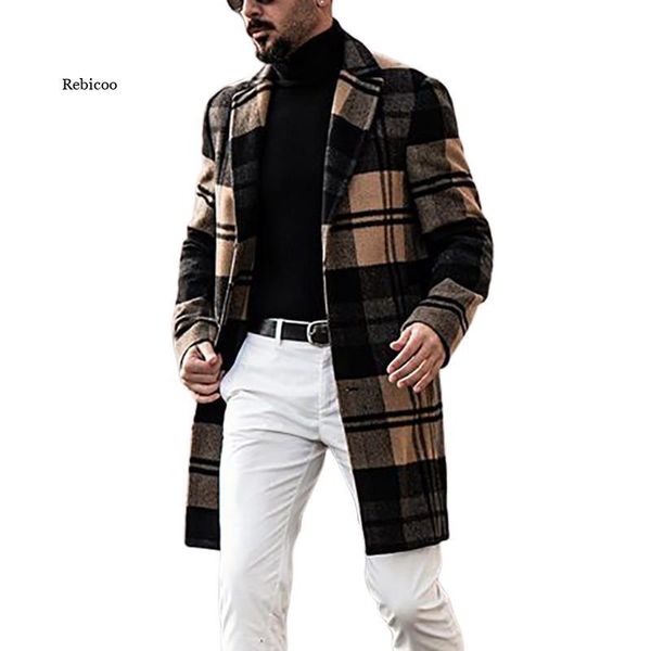 men's wool & blends casual coats autumn mid-long woolen cloth coat man slim fashion streetwear plaid trench men winter, Black
men's wool & blends casual coats autumn mid-long woolen cloth coat man slim fashion streetwear plaid trench men winter, Black