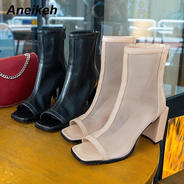 boots aneikeh 2021 spring / autumn square mesh ankle zipper women's sewing fashion motorcycle mature solid open toe botas, Black
boots aneikeh 2021 spring / autumn square mesh ankle zipper women's sewing fashion motorcycle mature solid open toe botas, Black