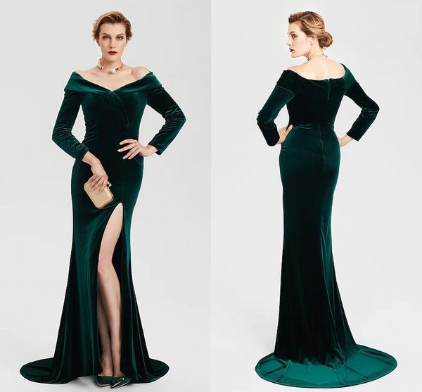 2022 dark green engagement formal evening dress off shoulder long sleeve train velvet slit prom party gokwn vestido de fiesta robe de soiree, Black;red
2022 dark green engagement formal evening dress off shoulder long sleeve train velvet slit prom party gokwn vestido de fiesta robe de soiree, Black;red