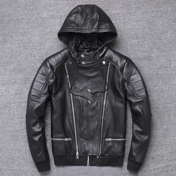 men's genuine leather jacket sheepskin hooded baseball uniform spring autumn short large size 5xl & faux, Black
men's genuine leather jacket sheepskin hooded baseball uniform spring autumn short large size 5xl & faux, Black