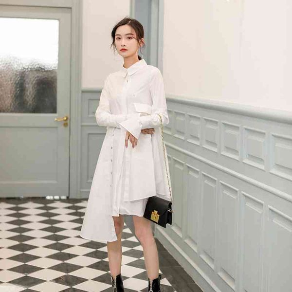 casual dresses asymmetrical long sleeve shirt women flare button up collar white autumn designer clothes 6lea, Black;gray
casual dresses asymmetrical long sleeve shirt women flare button up collar white autumn designer clothes 6lea, Black;gray