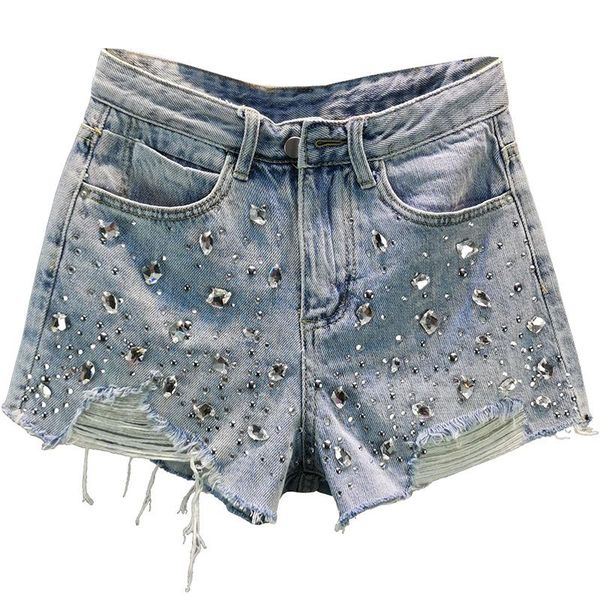 women's jeans 2021 summer autumn high-waisted denim shorts with rhinestones and ripped holes for thin female pants, Blue
women's jeans 2021 summer autumn high-waisted denim shorts with rhinestones and ripped holes for thin female pants, Blue