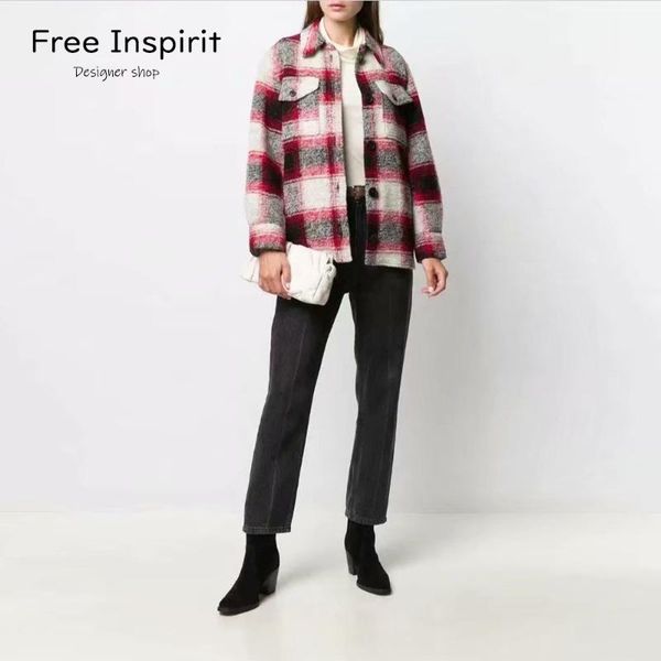 women's wool & blends inspirit arrival casual england style matching check square collar loose warm thick winter shirt coat, Black
women's wool & blends inspirit arrival casual england style matching check square collar loose warm thick winter shirt coat, Black