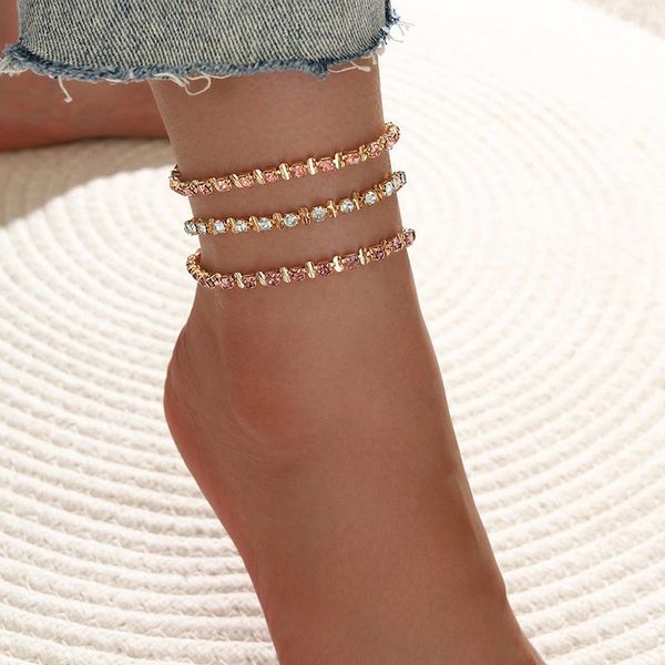 anklets aprilwell 3 pcs shining bracelets sets bikini gold color chain crystal jewelry for women 2021 lady accessories, Red;blue
anklets aprilwell 3 pcs shining bracelets sets bikini gold color chain crystal jewelry for women 2021 lady accessories, Red;blue