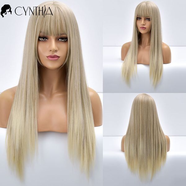 blonde long straight synthetic wigs for black white women with bangs daily ombre heat resistant gold colorful fiber wig
blonde long straight synthetic wigs for black white women with bangs daily ombre heat resistant gold colorful fiber wig