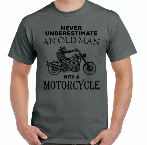 biker with motorcycle mens funny bike never underestimate of old man, White;black
biker with motorcycle mens funny bike never underestimate of old man, White;black