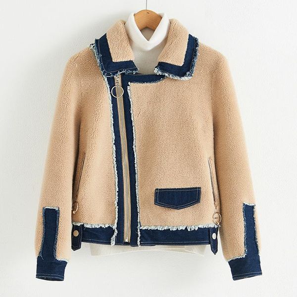 women's wool & blends autumn winter women cotton warm sheep cashmere coat female lady short denim overcoat outwear clothes khaki beige, Black
women's wool & blends autumn winter women cotton warm sheep cashmere coat female lady short denim overcoat outwear clothes khaki beige, Black