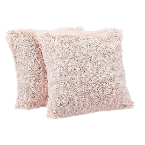 pillow case shaggy long fur faux throw covers, 18"x18", pack of 2 - peach blush 
pillow case shaggy long fur faux throw covers, 18"x18", pack of 2 - peach blush