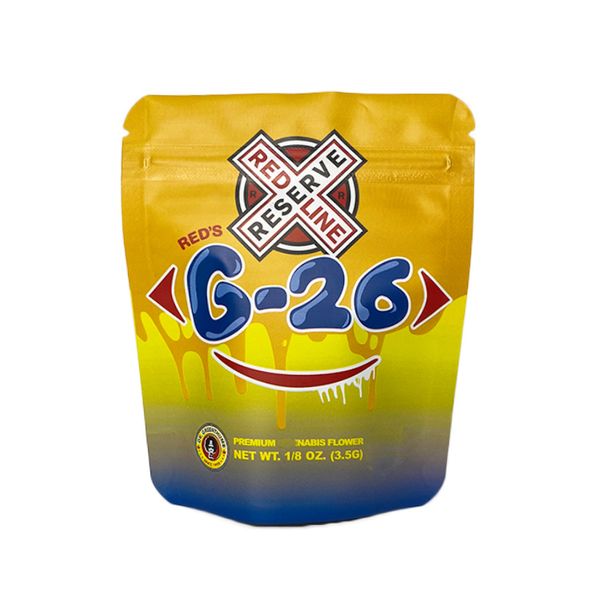 red line reserve g-26 by dr greenthumb 3.5g 8th mylar bags stand up smell proof food grade edible packaging with zip
red line reserve g-26 by dr greenthumb 3.5g 8th mylar bags stand up smell proof food grade edible packaging with zip