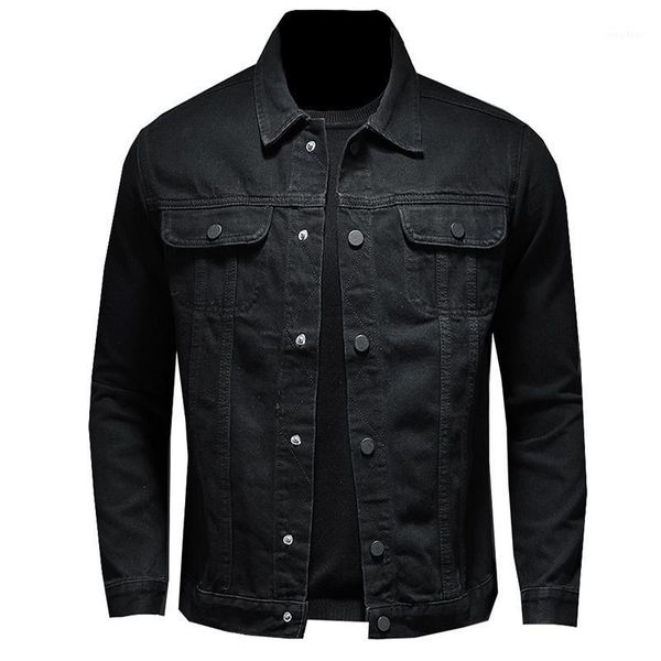 men's jackets black stretch denim jacket 2021 autumn high-quality lapel single-breasted man fashion slim short long-sleeved coat, Black;brown
men's jackets black stretch denim jacket 2021 autumn high-quality lapel single-breasted man fashion slim short long-sleeved coat, Black;brown