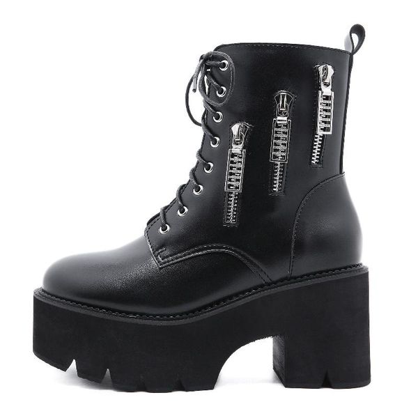 women boots soft pu leather thick-bottomed fashion zipper comfortable women's shoes modern 8cm heel 2.5, Black
women boots soft pu leather thick-bottomed fashion zipper comfortable women's shoes modern 8cm heel 2.5, Black