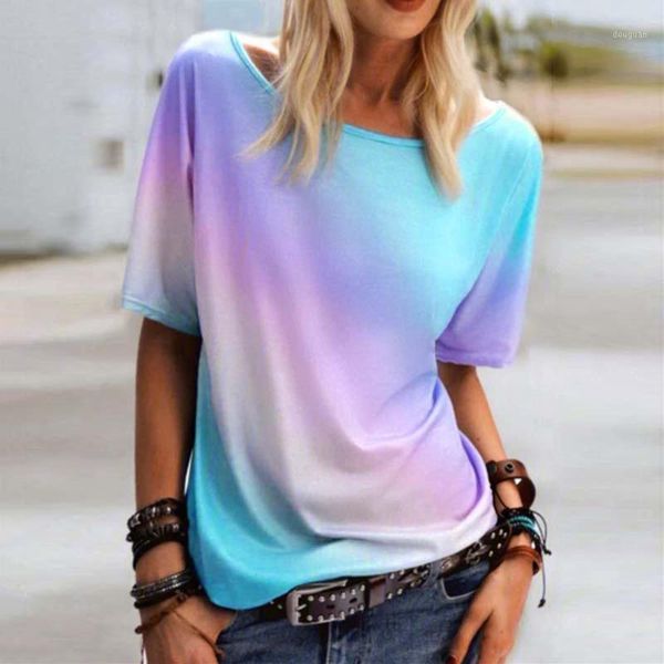 women's t-shirt multicolor gradient t-shirts casual comfortable simple style woman o-neck tee short sleeve harajuku, White
women's t-shirt multicolor gradient t-shirts casual comfortable simple style woman o-neck tee short sleeve harajuku, White