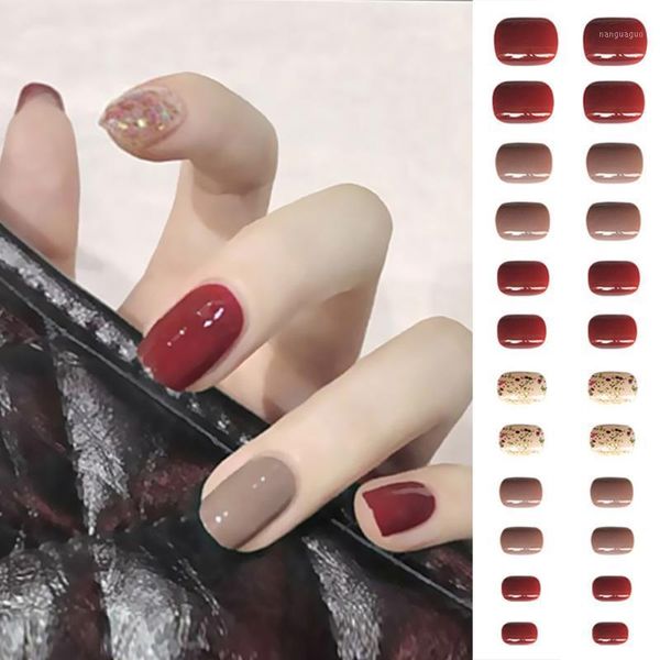 24pcs/box full cover detachable short false nails glitter fake with jelly glue1, Red;gold
24pcs/box full cover detachable short false nails glitter fake with jelly glue1, Red;gold