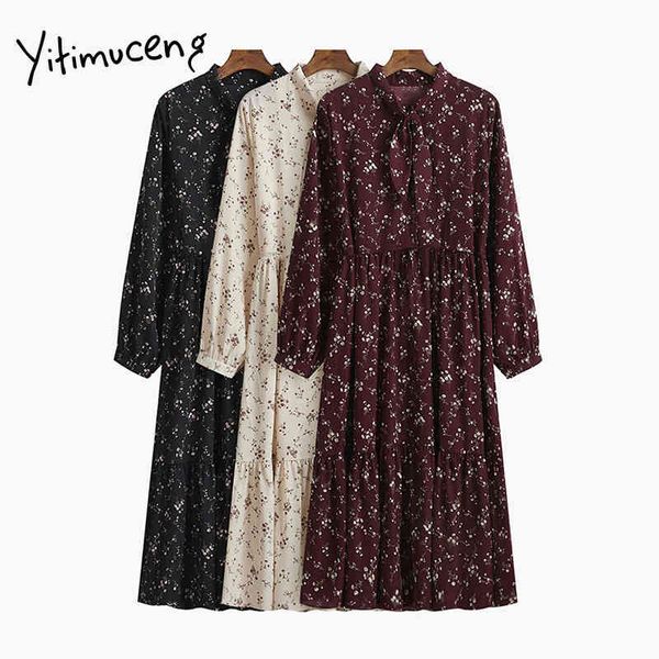 yitimuceng vintage dresses for women 2021 spring floral print bow long sleeve black party elastic waist plus size woman dress x0521, Black;gray
yitimuceng vintage dresses for women 2021 spring floral print bow long sleeve black party elastic waist plus size woman dress x0521, Black;gray