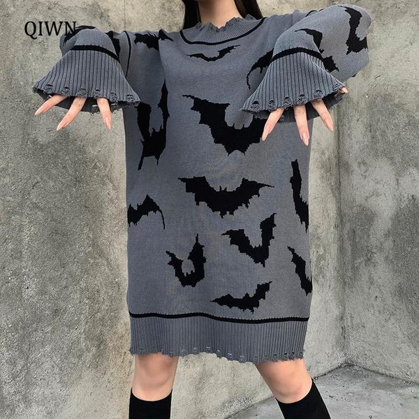 women's sweaters goth grunge bat print hole sweater women autumn warm streetwear y2k knitted long sleeve oversized pullover girl top, White;black
women's sweaters goth grunge bat print hole sweater women autumn warm streetwear y2k knitted long sleeve oversized pullover girl top, White;black