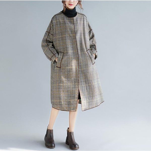 women's trench coats johnature korean loose plaid autumn winter warm women 2021 o-neck full sleeve single-breasted long cardigan coat, Tan;black
women's trench coats johnature korean loose plaid autumn winter warm women 2021 o-neck full sleeve single-breasted long cardigan coat, Tan;black