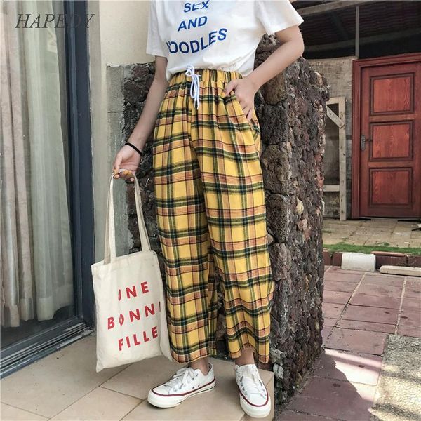 women's pants & capris hapedy vintage yellow plaid japanese harajuku summer women casual drawstring ankle length loose wide leg cotton, Black;white
women's pants & capris hapedy vintage yellow plaid japanese harajuku summer women casual drawstring ankle length loose wide leg cotton, Black;white