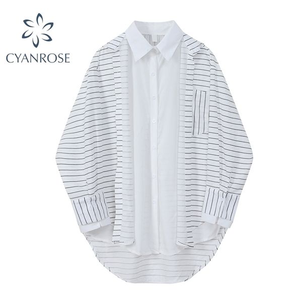 irregular spliced striped women's cardigan blouses spring summer elegant streetwear fashion shirts lady causal bf ol 210515, White
irregular spliced striped women's cardigan blouses spring summer elegant streetwear fashion shirts lady causal bf ol 210515, White