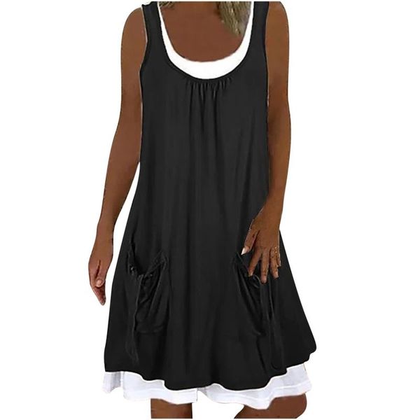 casual dresses for women 2021 elegant summer trend fake two-piece solid color loose dress sleeveless mini femme robe, Black;gray
casual dresses for women 2021 elegant summer trend fake two-piece solid color loose dress sleeveless mini femme robe, Black;gray