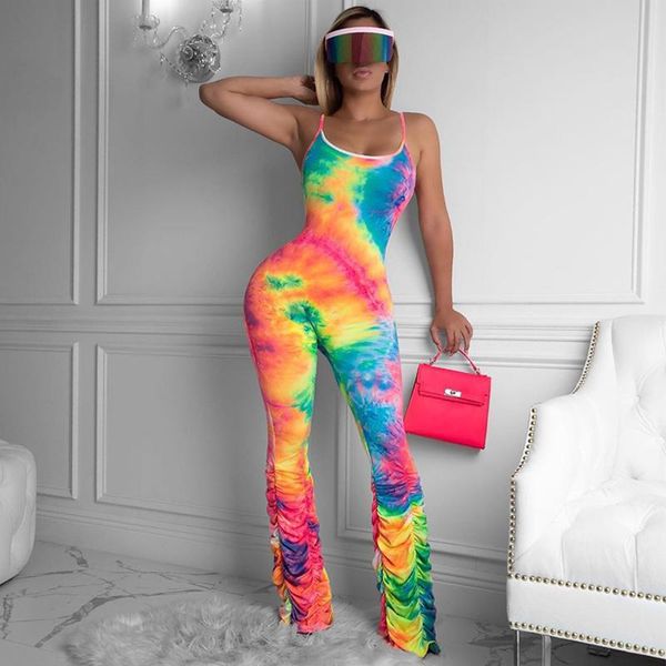 colorful tie dye print strappy bodycon jumpsuit women sleeveless stacked trousers romper summer fashion female sport suit women's jumps, Black;white
colorful tie dye print strappy bodycon jumpsuit women sleeveless stacked trousers romper summer fashion female sport suit women's jumps, Black;white