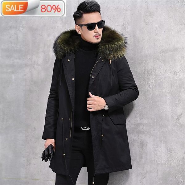 men's leather & faux winter jacket real pure jackets men natural raccoon fur coat parka male long overcoat windbreaker mg-026 lx2365, Black
men's leather & faux winter jacket real pure jackets men natural raccoon fur coat parka male long overcoat windbreaker mg-026 lx2365, Black