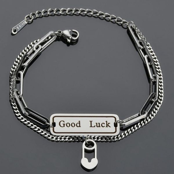 link, chain punk double stainless steel bracelet pendant silver color thick bracelets for women charm party fashion jewelry, Black
link, chain punk double stainless steel bracelet pendant silver color thick bracelets for women charm party fashion jewelry, Black
