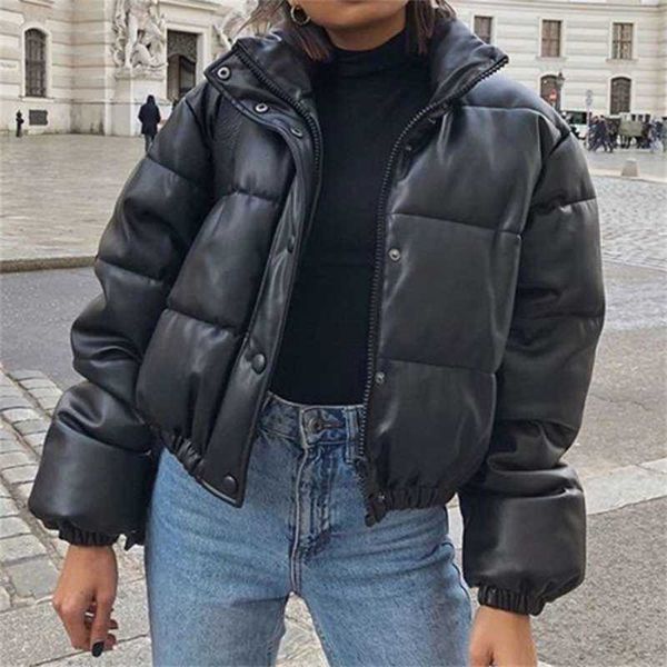 down jacket women winter cotton coat female thick short parkas fashion puffer pu leather elegant women's s 210927, Black
down jacket women winter cotton coat female thick short parkas fashion puffer pu leather elegant women's s 210927, Black